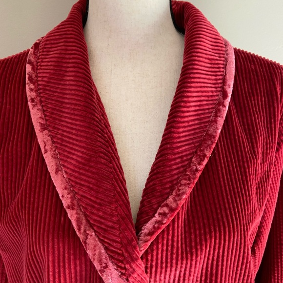 J. Jill Red Corduroy Jacket with Velvet Trim | Women's Sz LP - Picture 4 of 12